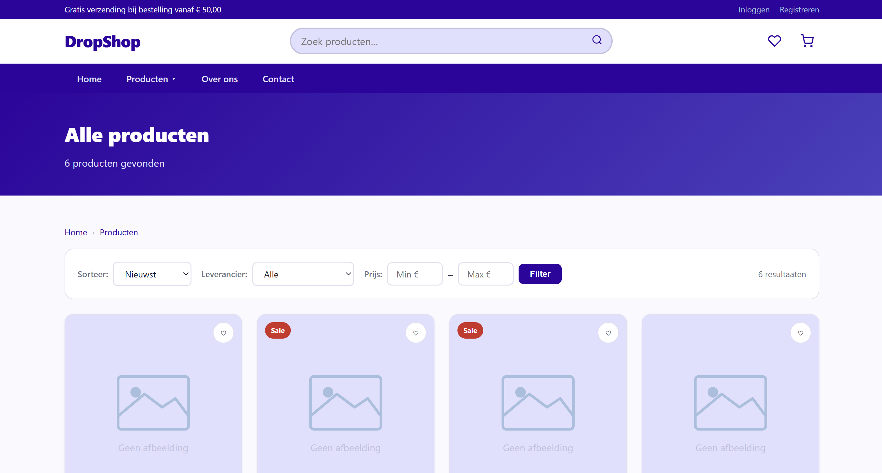 Producten pagina